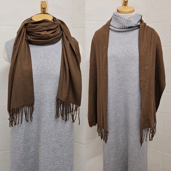 Made in Scotland Accessories - Made in Scotland Cashmere Fringe Scarf in Brown